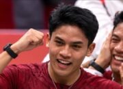 Moh Zaki Ubaidillah merayakan kemenangan setelah menjadi penentu emas Indonesia di Asian Games 2026