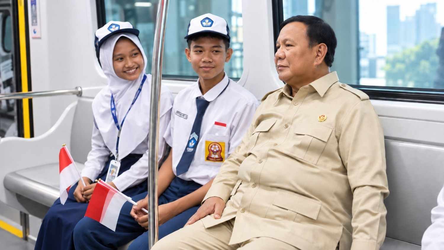 Prabowo mencoba LRT Kelapa Gading–Manggarai bersama pelajar