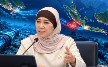 Ilustrasi kabel internet bawah laut yang menghubungkan Indonesia dan Singapura