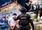 Kapal tanker MT Global 168 pembawa 1,16 ton ketamin yang diamankan petugas gabungan di Sumatera Utara.