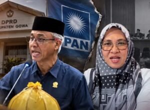 Kasim Sila dan Husniah Talenrang dalam ilustrasi polemik internal PAN usai pemakzulan Bupati Gowa