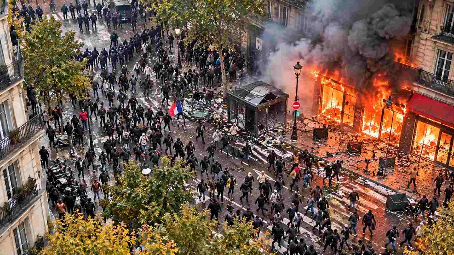 Kerusuhan demo Prancis Oktober 2026 menyebabkan kerusakan pertokoan dan fasilitas publik