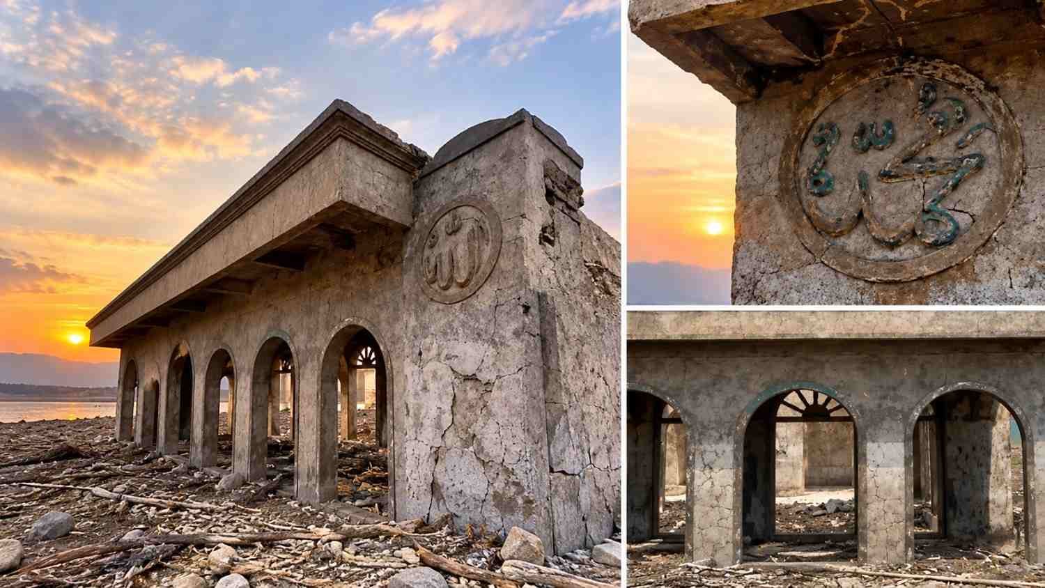 Masjid Al Ikhlas di Sumedang kembali terlihat setelah 11 tahun terendam Waduk Jatigede akibat surutnya air pada Oktober 2026.