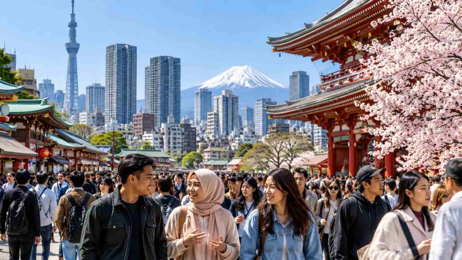 Ilustrasi penduduk asing di Jepang yang mencapai 4,28 juta orang pada 2026.