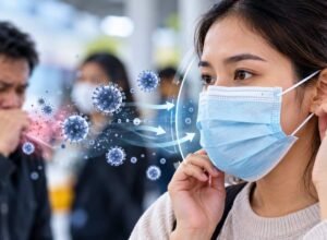 Pakai Masker Bisa Tekan Penularan Influenza A, Ini Penjelasan Medisnya Penggunaan masker medis untuk membantu mengurangi penularan virus influenza A melalui partikel pernapasan.