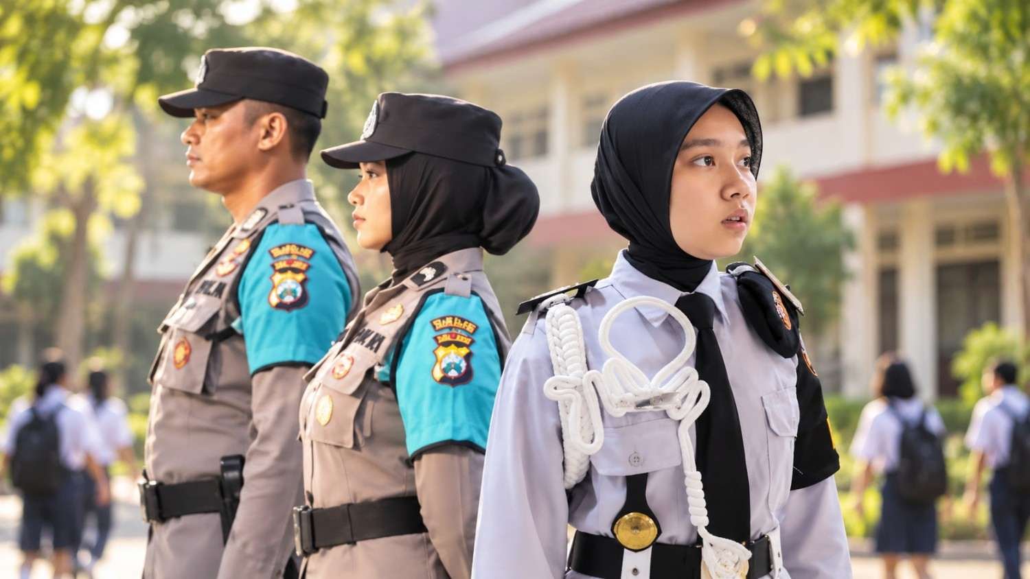 Polisi Jogo Sekolah Polda Jatim dan Polisi Siswa Polda Metro Jaya dalam upaya pencegahan perundungan.