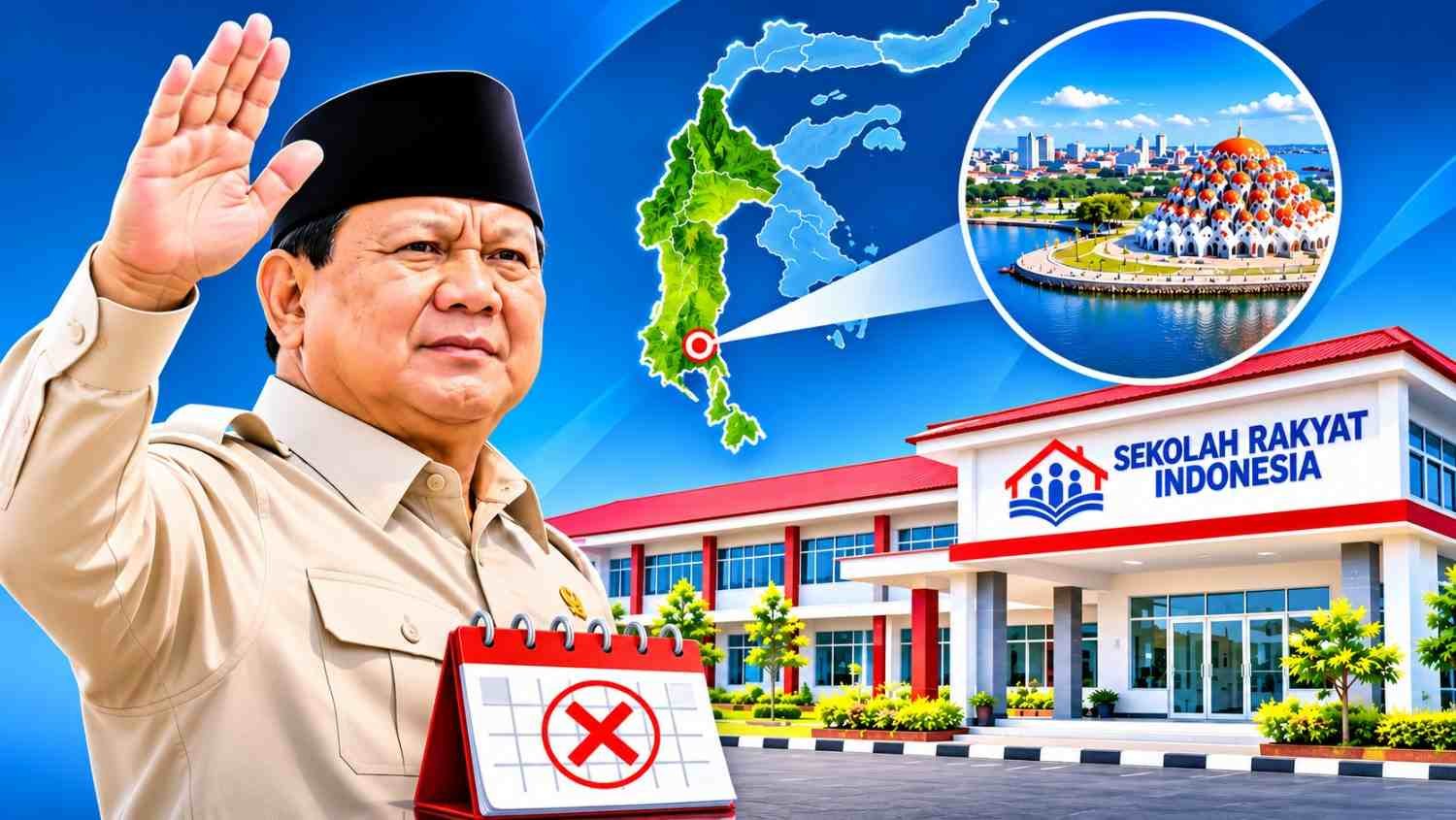prabowo batal ke makassar peresmian sekolah rakyat tertunda