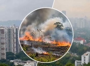 Ilustrasi kebakaran hutan dan lahan di Kalimantan terkait penyelidikan Singapura terhadap tiga perusahaan Indonesia.