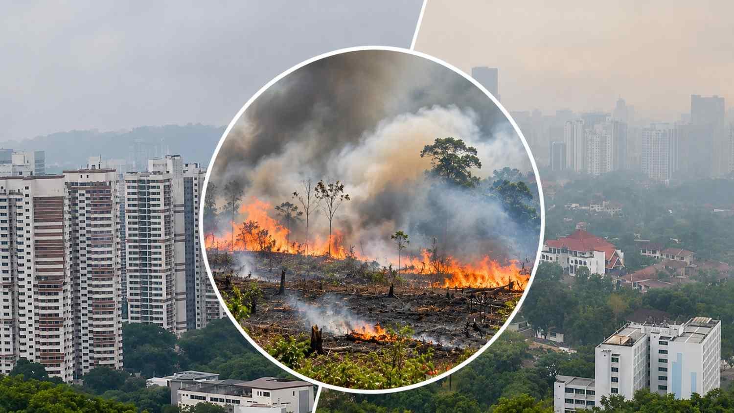 Ilustrasi kebakaran hutan dan lahan di Kalimantan terkait penyelidikan Singapura terhadap tiga perusahaan Indonesia.