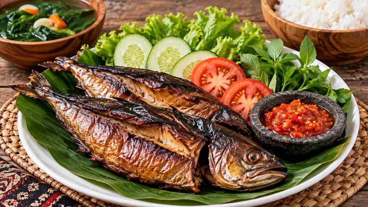 Ikan asap matang yang disajikan bersama sayuran sebagai ilustrasi cara aman mengonsumsi ikan asap.